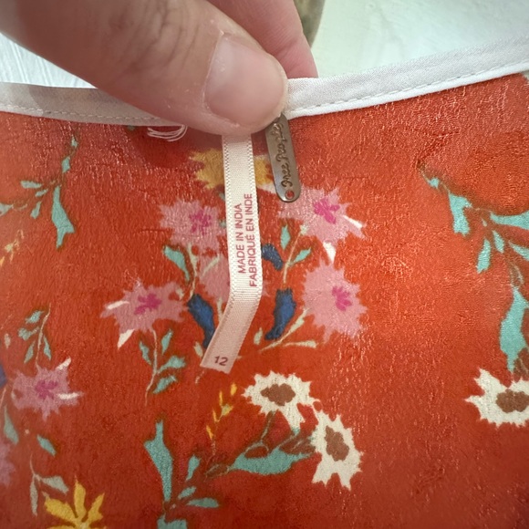 Free People covent garden floral wrap Vibrant Orange Floral Midi Dress - Picture 8 of 11